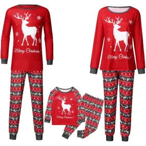 Christmas Reindeer Patterned Family Matching Pajamas Set
